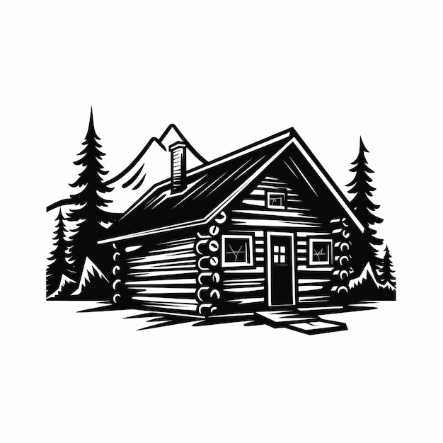 Simple Cabin Logo Schone vector kunst van een berg log cabin