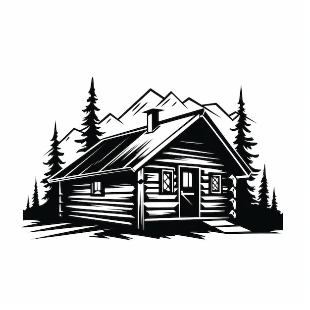 Photo simple cabin vector illustration clean and bold black and white art