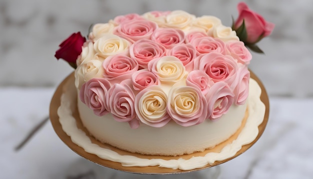 A simple cake with roses