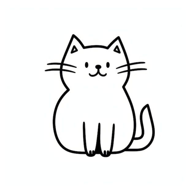 Photo simple children's drawing of a cute cat on a white background