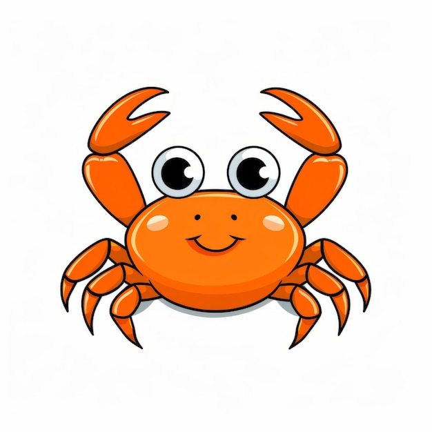 Simple Children's Drawing Of A Cute Crab On White Background