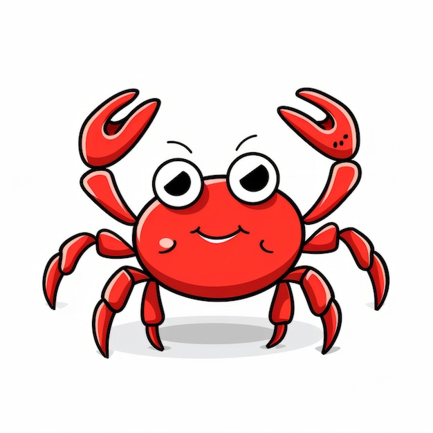 Simple Children's Drawing Of A Cute Crab On White Background