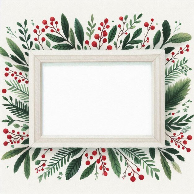 simple christmas frame with leaves ai image
