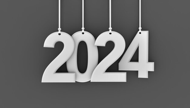 シンプルでクリーンなデザイン新年明けましておめでとうございます 2024年カラフルな数字明るい色プレミアムな背景
