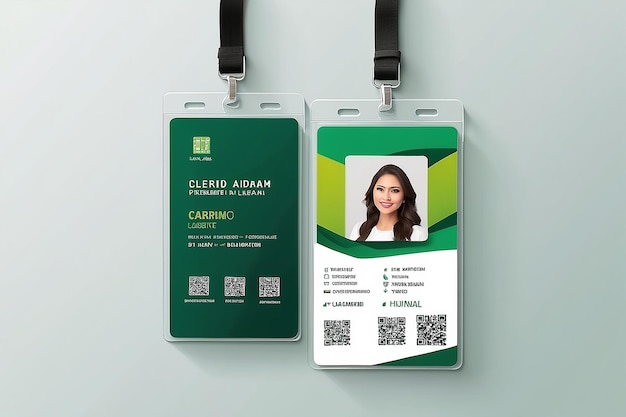 Простой и чистый шаблон дизайна зеленой удостоверения личности