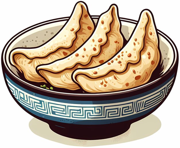 Simple and clean illustration of japanese gyoza on a plate