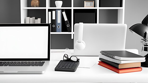 A simple and clean image of a laptop on a wooden desk perfect for illustrating remote work or produ