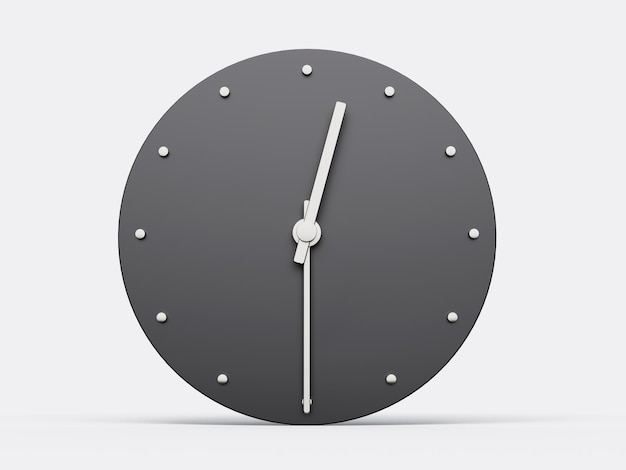 Simple clock gray 1230 Half past 12 o clock Modern Minimal Clock 3D illustration