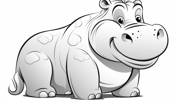Simple coloring pages for children hippo