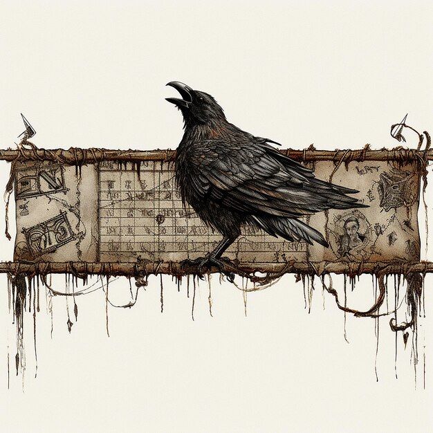 Photo a simple crow raven illustration vectors generative ai