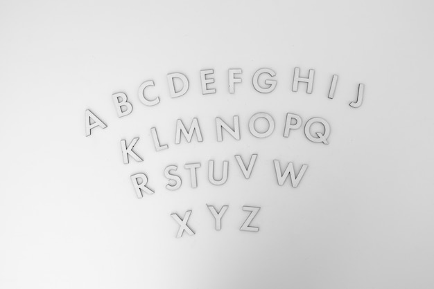 A simple cut out letters of english alphabet flat lay