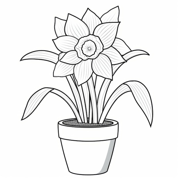 Photo simple daffodil coloring page for kids