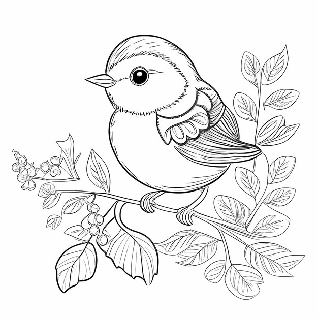 Photo simple design children coloring book cartoon design of a cute bird