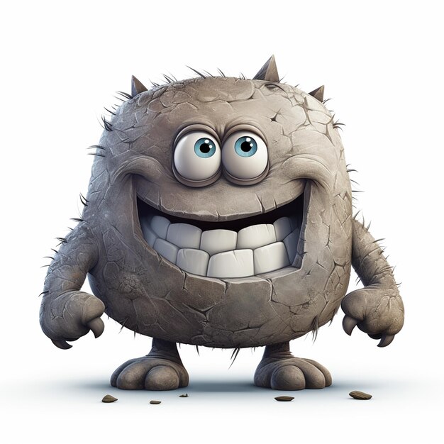 A Simple disney cartoon very rocky surface round rock shaped monster character