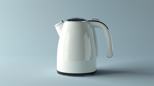 Photo a simple and elegant electric kettle it has a white body it is placed on a blue background