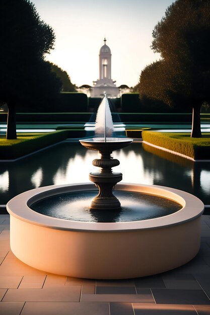 Simple elegant fountain in the center