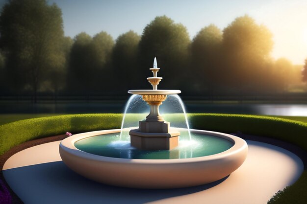 Simple elegant fountain in the center