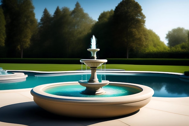 Simple elegant fountain in the center