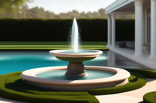 Simple elegant fountain in the center