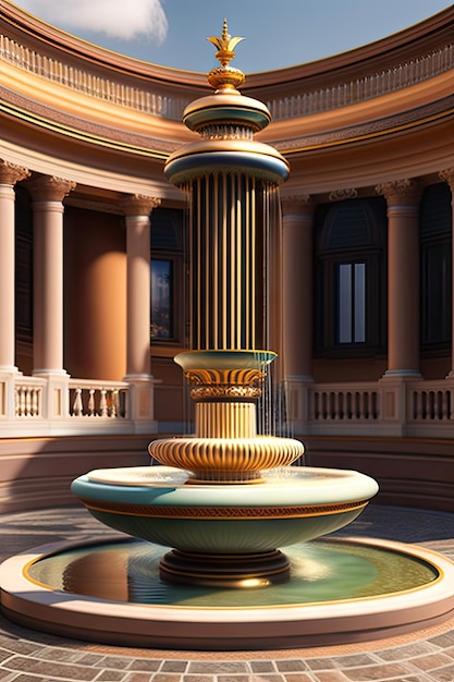 Simple elegant fountain in the center