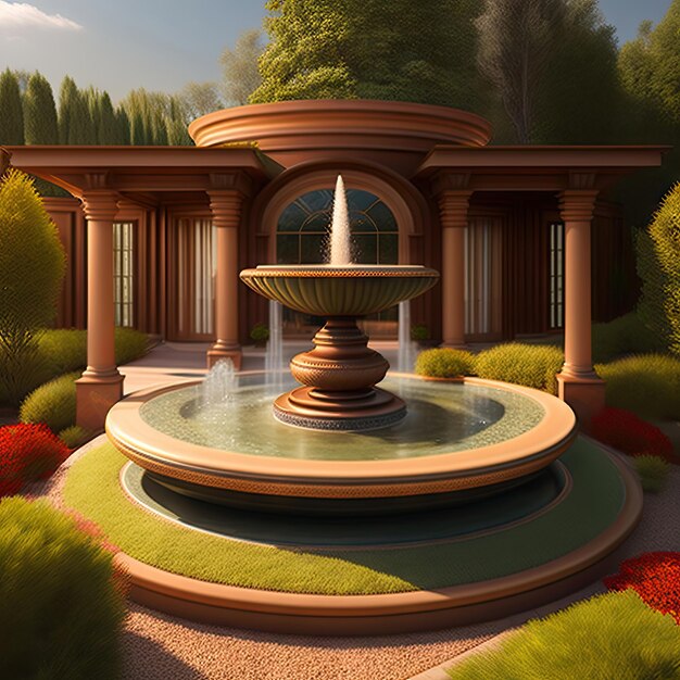 Simple elegant fountain in the center