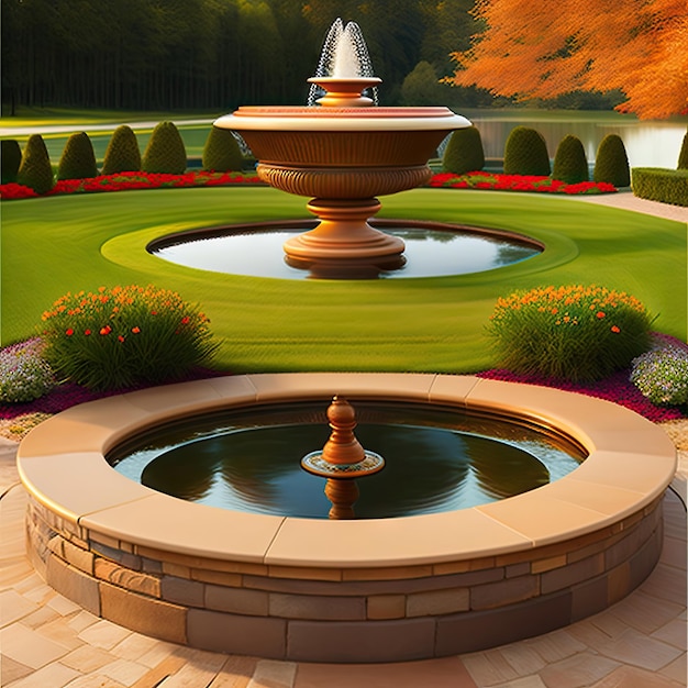 Simple elegant fountain in the center