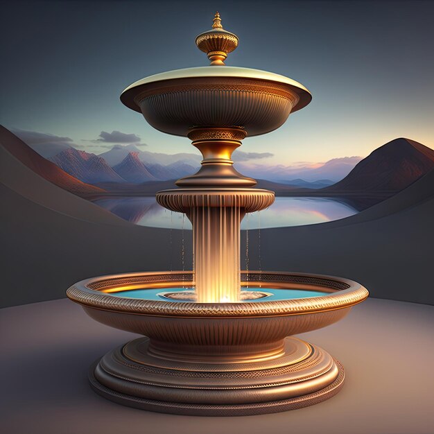 Simple elegant fountain in the center