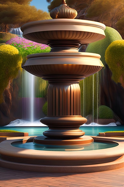 Simple elegant fountain in the center