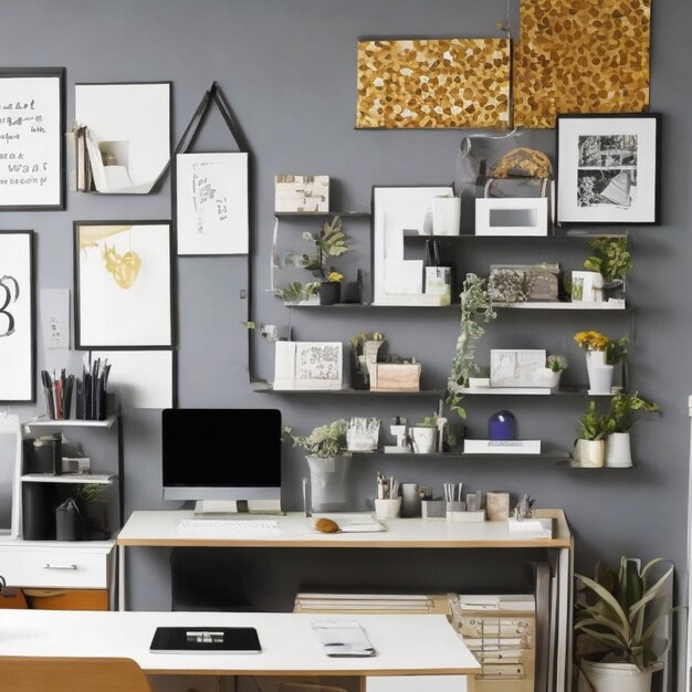 simple elegant office work room decoration