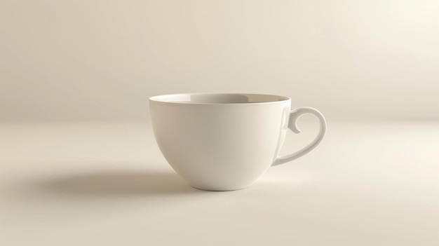 Photo a simple and elegant white ceramic teacup sits on a solid beige background