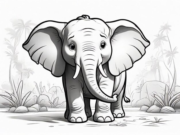 Foto libro da colorare per disegnare semplici contorni di elefanti