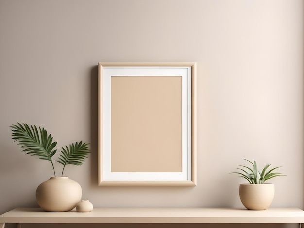 Simple empty hanging blank picture frame Photo frame Generative AI