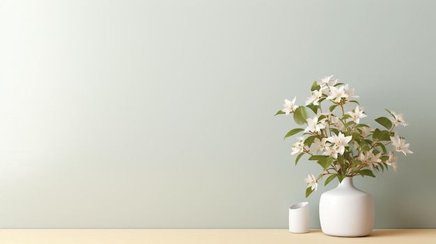 Simple empty mockup scene free space table for advertising with jasmine flowers product demonstrations paintings Light white pastel color