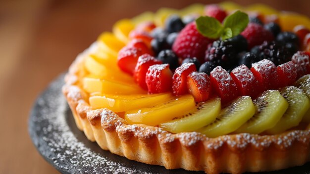 Photo simple yet enchanting image capturing the fantasylike appeal of a fruittopped pastry