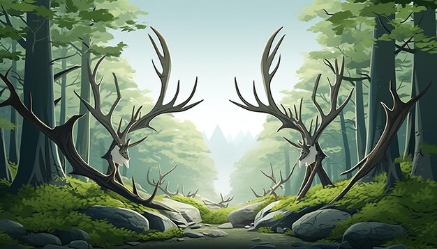 A simple yet evocative 3d poster featuring a pair of minimalist antlers