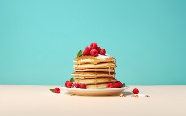 Simple Flapjack Delight omarmt minimalistische pannenkoeken Generatieve AI