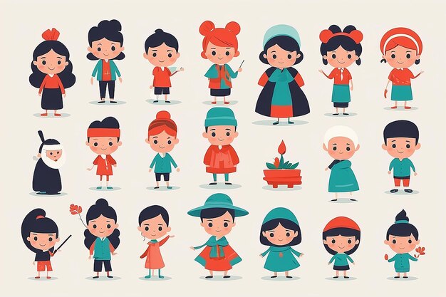 Photo simple flat character elements graphic illustration