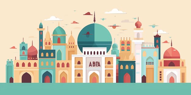 Simple flat illustration design for eid al adha generative ai