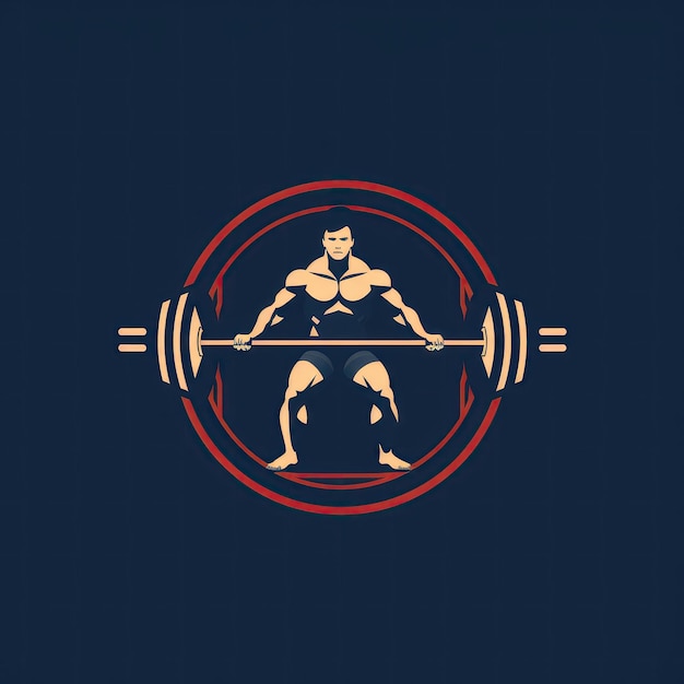 Photo simple flat vector design of a weight lifting logo gym logo of strongman