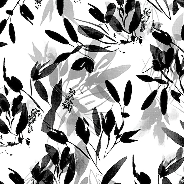 simple floral pattern black ink