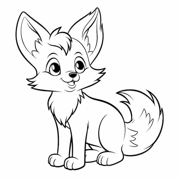 Simple Fox coloring page kids AI Generated