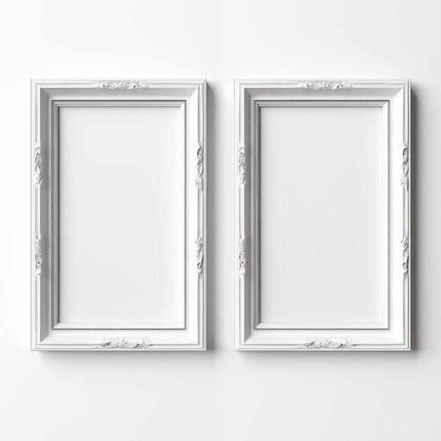 Simple frame for inscription picture mockup post on a white background