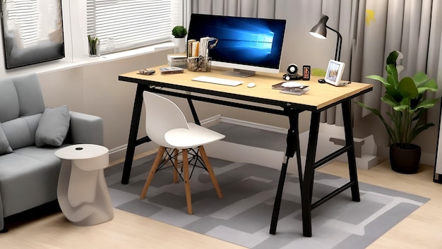 Photo simple gaming table pc table reading table writing desk office desk study table workstation computer