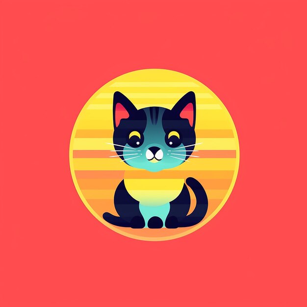 Simple geometric illustra cat tive colorful concept art photography