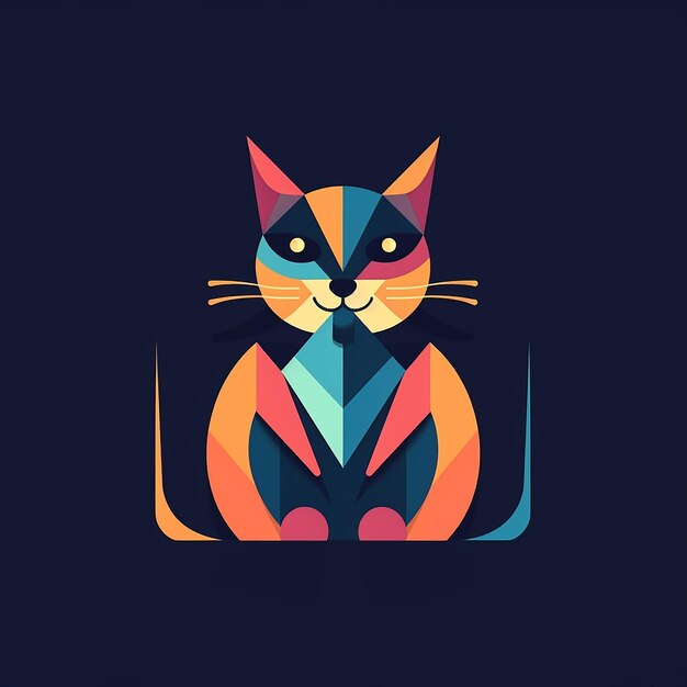 Photo simple geometric illustra cat tive colorful concept art photography