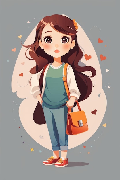 simple girl cute vector design Designer flat