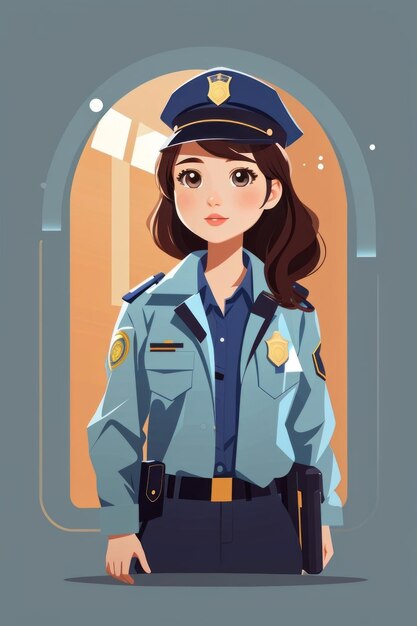 simple girl cute vector design Police Scientist flat