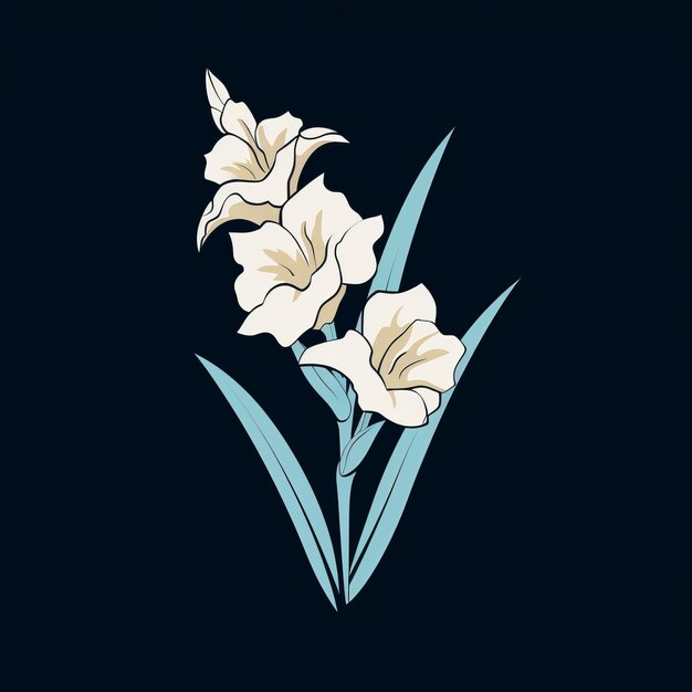 Photo simple gladiolus logo on black background