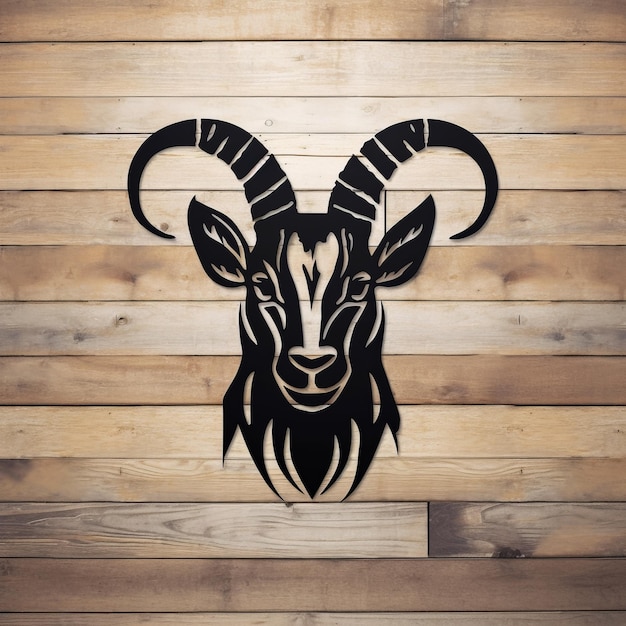 Photo simple goat laser cut metal name sign