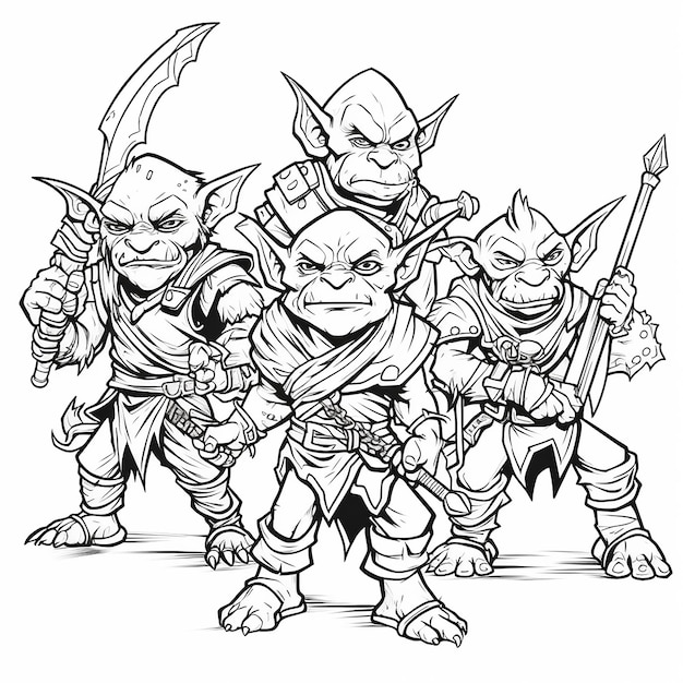 simple goblins coloring page